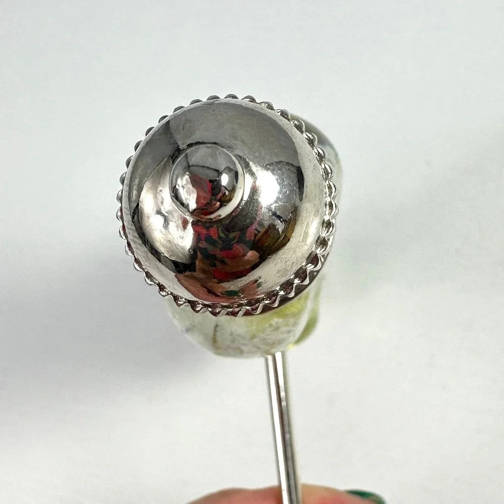 Murano Style Glass Corkscrew Chartreuse Green Silver Foil T-Handle Barware